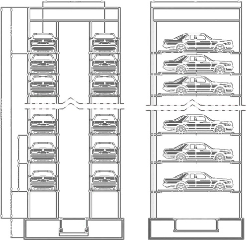 Vulkollan polyurethane load-bearing wheels in automatic parking garages