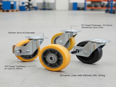 Industrial 200mm (8-inch) Polyurethane Wheels